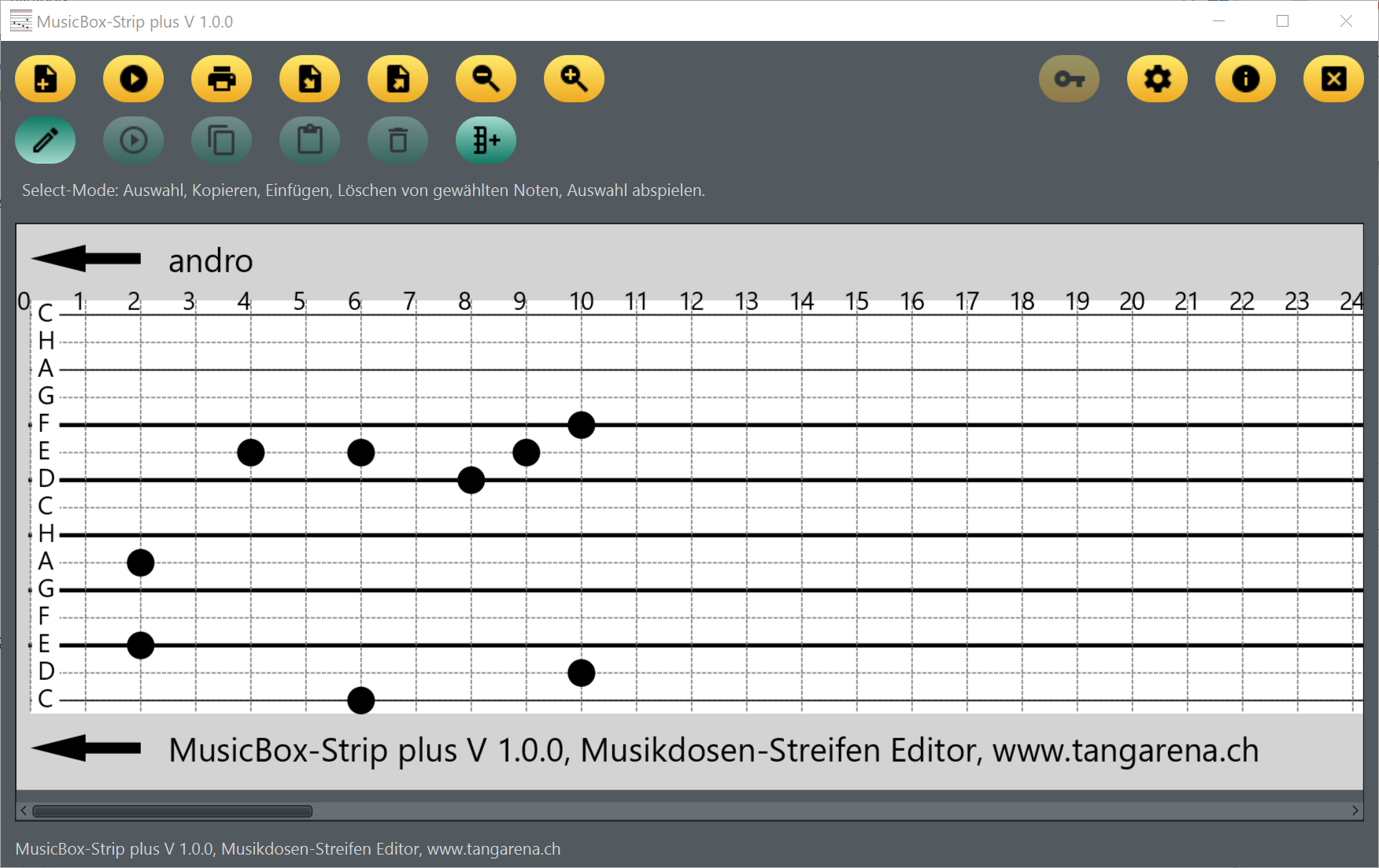 Paperstrip Software für Musikdosen mit Lochstreifen